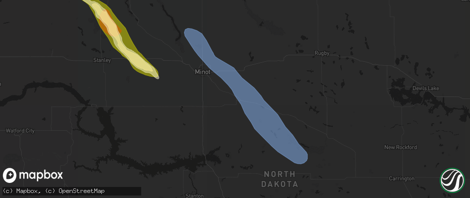 Hail map in Velva, ND on June 16, 2026
