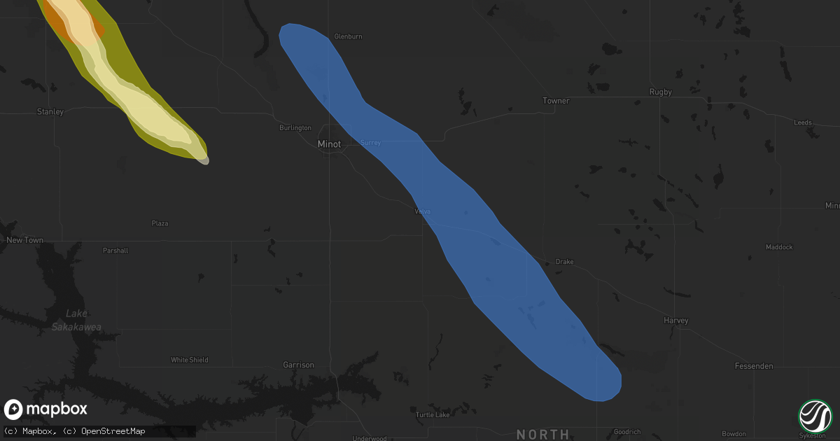 Hail map in Velva, ND on June 16, 2026