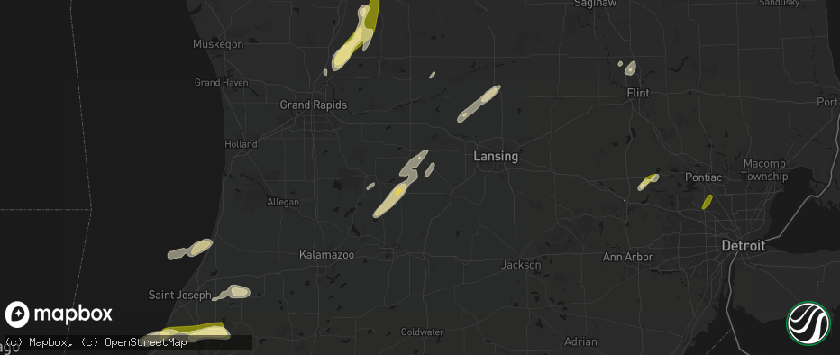 Hail map in Vermontville, MI on June 16, 2026