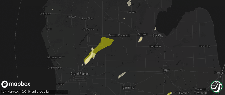 Hail map in Vestaburg, MI on June 16, 2026