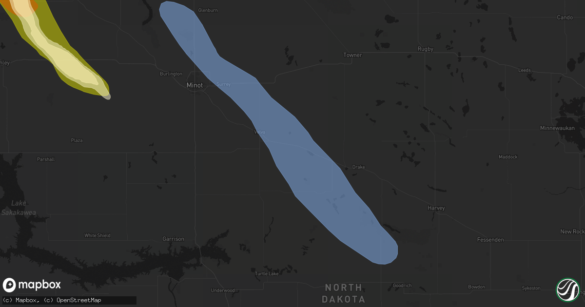 Hail map in Voltaire, ND on June 16, 2026