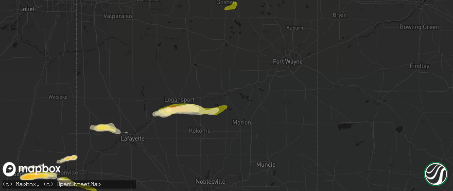 Hail map in Wabash, IN on June 16, 2026