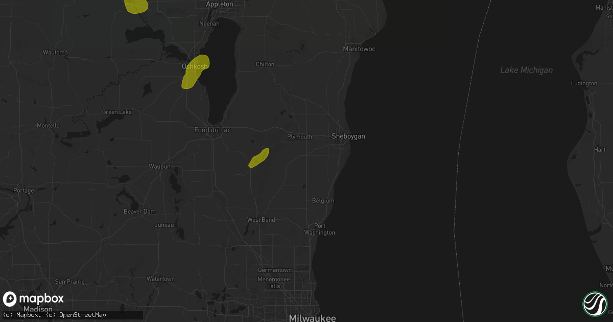 Hail map in Waldo, WI on June 16, 2026