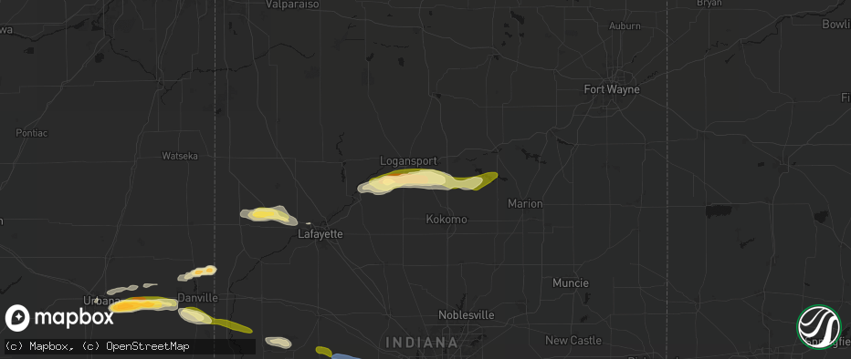 Hail map in Walton, IN on June 16, 2026