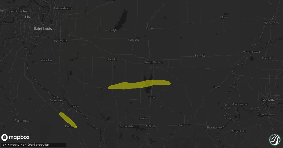 Hail map in Waltonville, IL on June 16, 2026