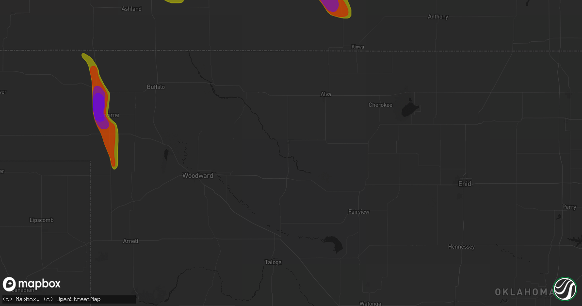 Hail map in Waynoka, OK on June 16, 2026