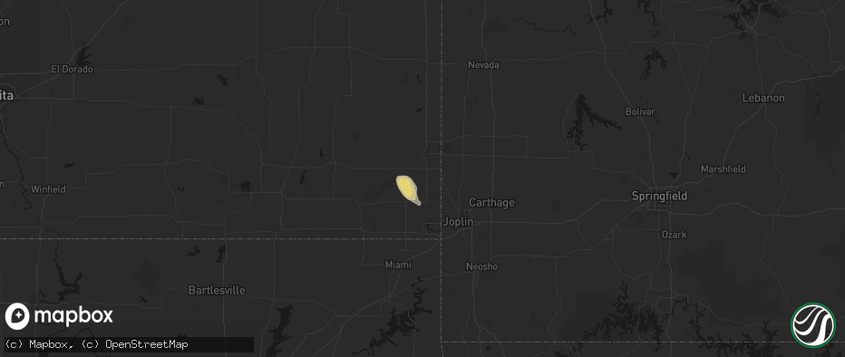Hail map in Weir, KS on June 16, 2026
