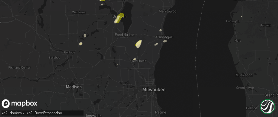 Hail map in West Bend, WI on June 16, 2026
