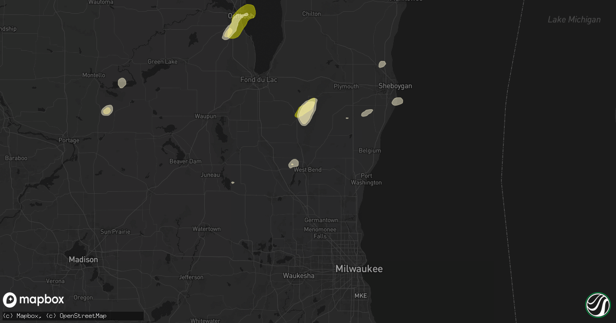 Hail map in West Bend, WI on June 16, 2026