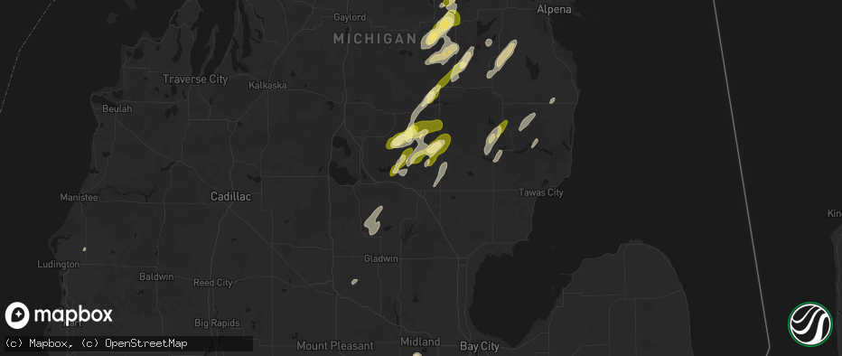 Hail map in West Branch, MI on June 16, 2026
