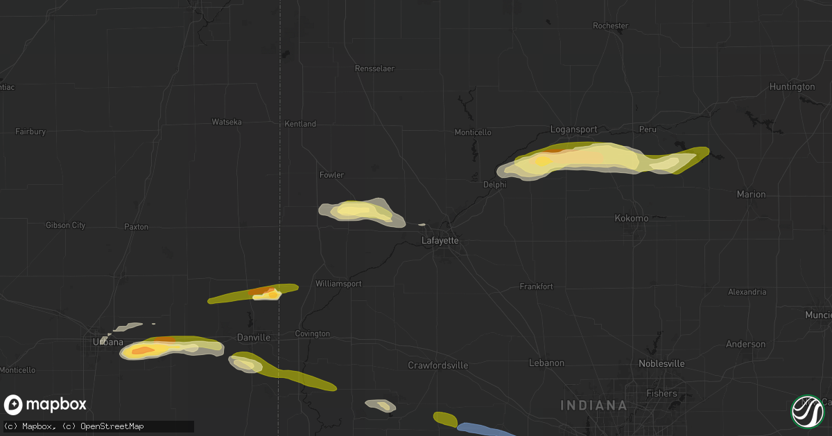 Hail map in West Lafayette, IN on June 16, 2026