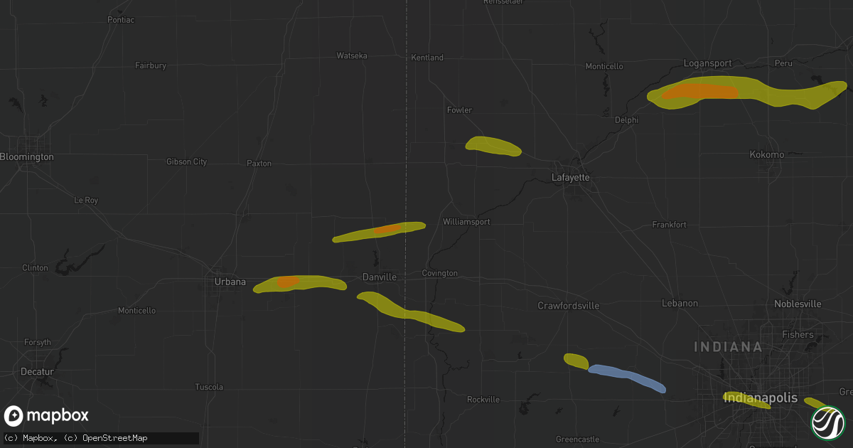 Hail map in West Lebanon, IN on June 16, 2026