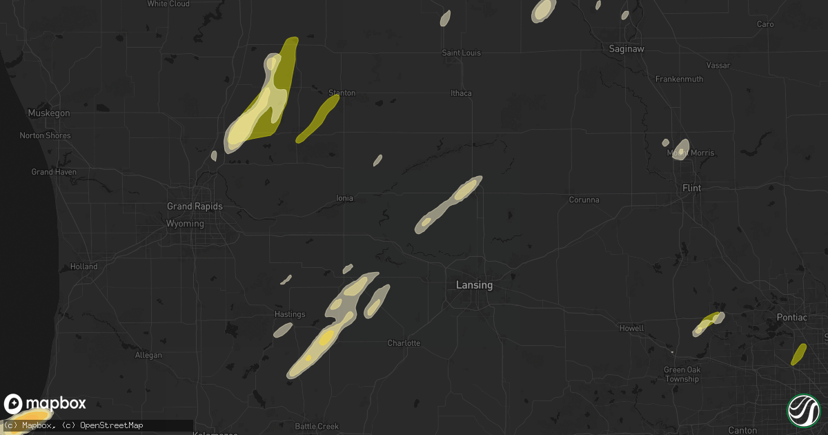 Hail map in Westphalia, MI on June 16, 2026