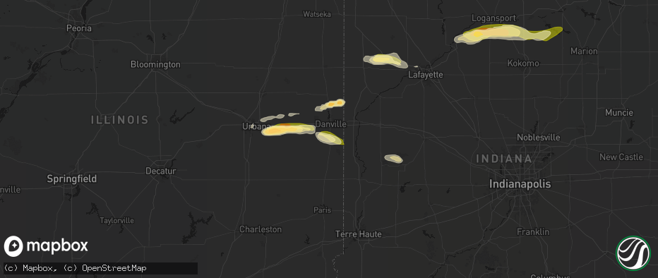 Hail map in Westville, IL on June 16, 2026