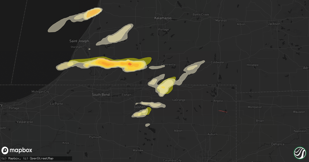 Hail map in White Pigeon, MI on June 16, 2026