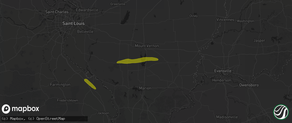 Hail map in Whittington, IL on June 16, 2026