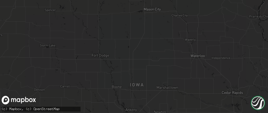 Hail map in Williams, IA on June 16, 2026