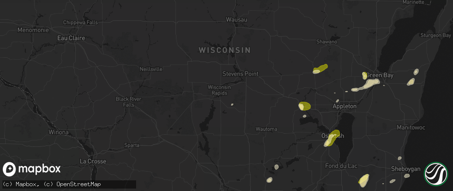 Hail map in Wisconsin Rapids, WI on June 16, 2026