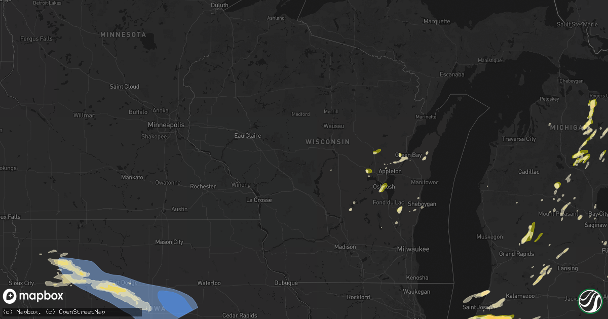Hail map in Wisconsin on June 16, 2026
