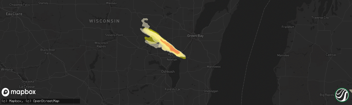 Hail map in Appleton, WI on June 17, 2013