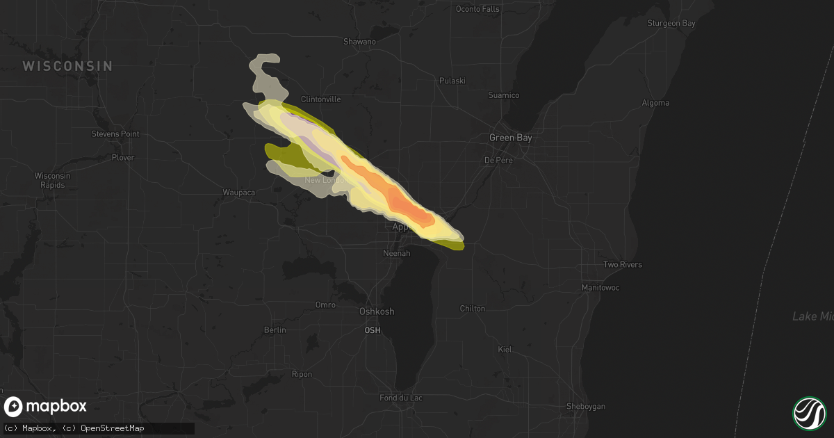 Hail map in Appleton, WI on June 17, 2013