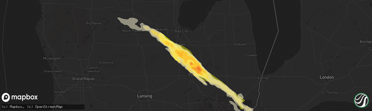 Hail map in Birch Run, MI on June 17, 2013