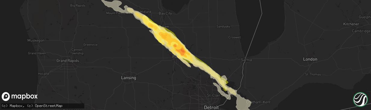 Hail map in Davison, MI on June 17, 2013