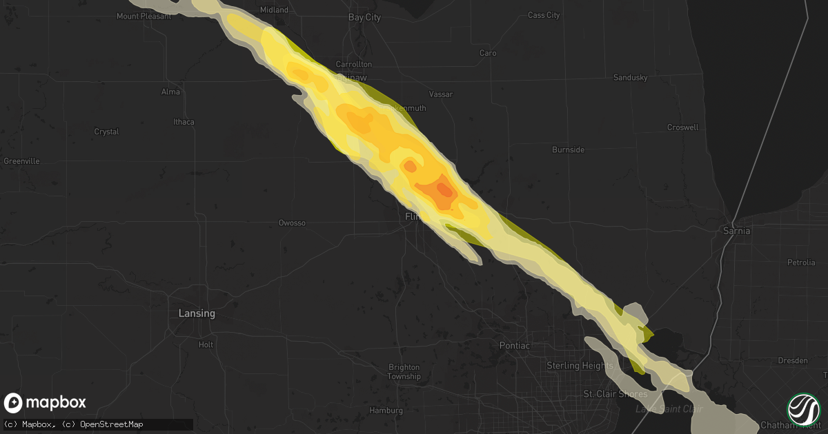 Hail map in Flint, MI on June 17, 2013