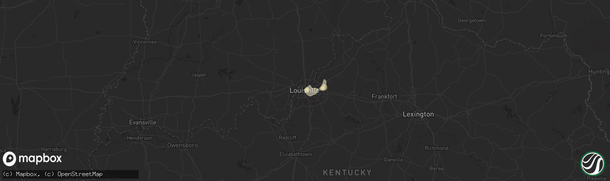 Hail map in Louisville, KY on June 17, 2013