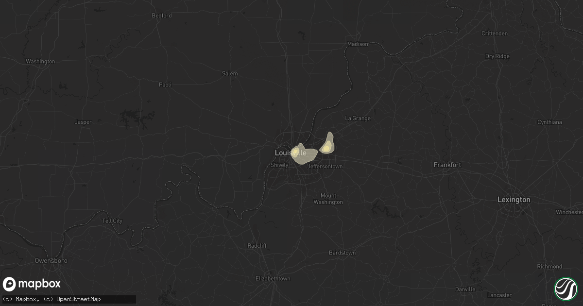 Hail map in Louisville, KY on June 17, 2013