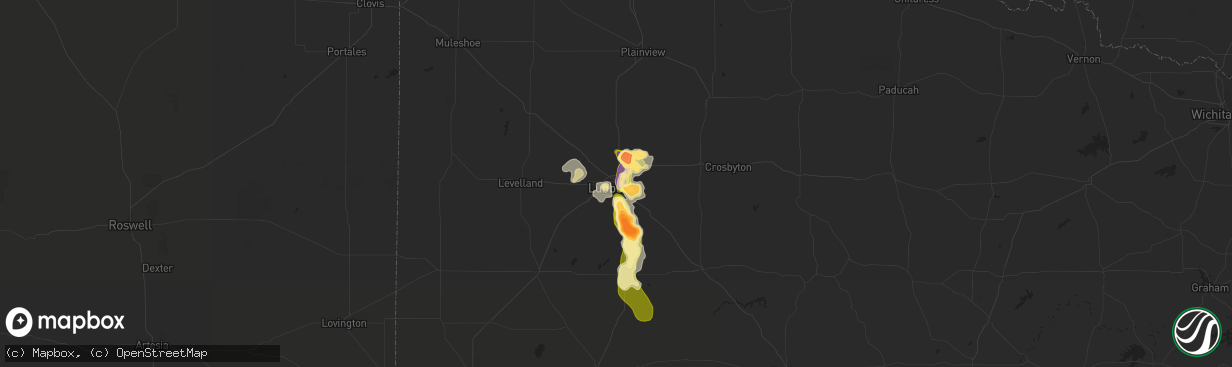 Hail map in Lubbock, TX on June 17, 2013