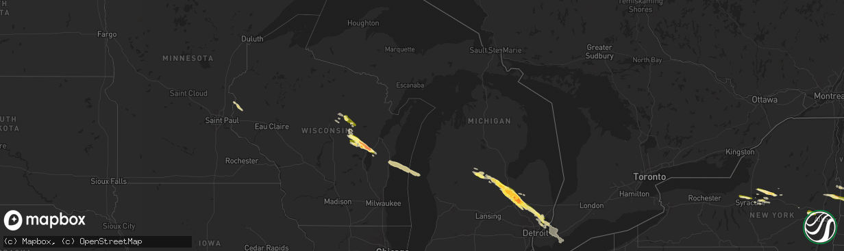 Hail map in Michigan on June 17, 2013