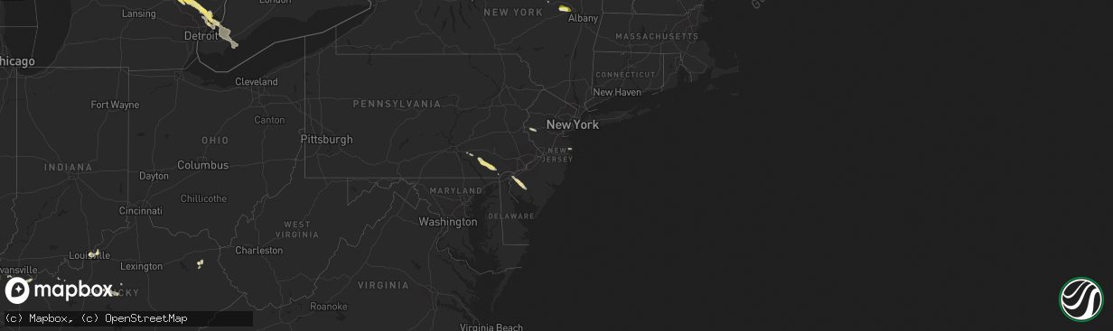 Hail map in New Jersey on June 17, 2013