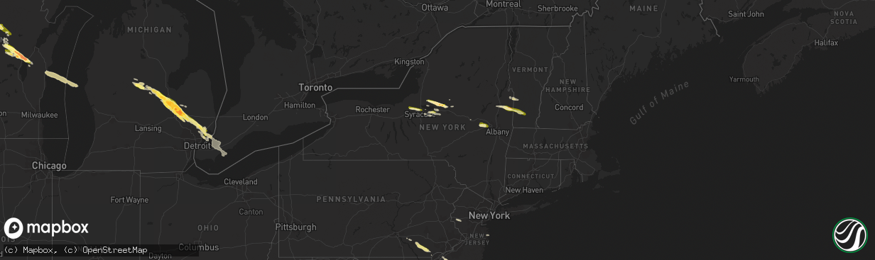 Hail map in New York on June 17, 2013