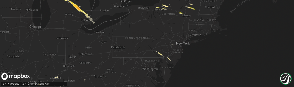 Hail map in Pennsylvania on June 17, 2013