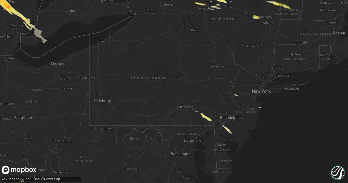 Hail map in Pennsylvania on June 17, 2013
