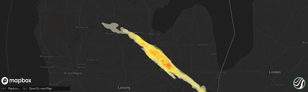 Hail map in Saginaw, MI on June 17, 2013