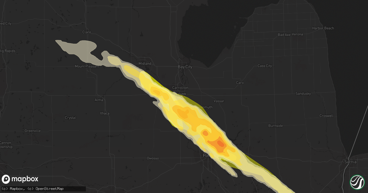 Hail map in Saginaw, MI on June 17, 2013