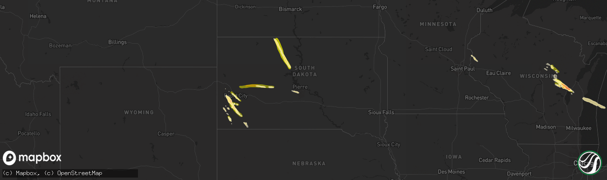 Hail map in South Dakota on June 17, 2013