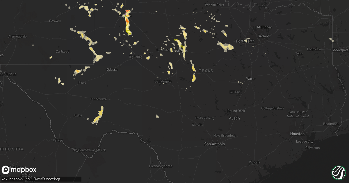 Hail map in Texas on June 17, 2013