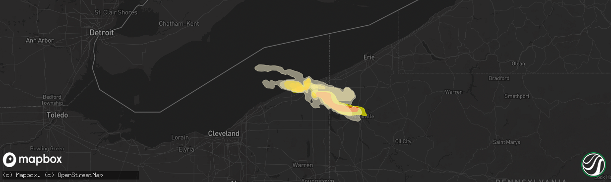 Hail map in Ashtabula, OH on June 17, 2014