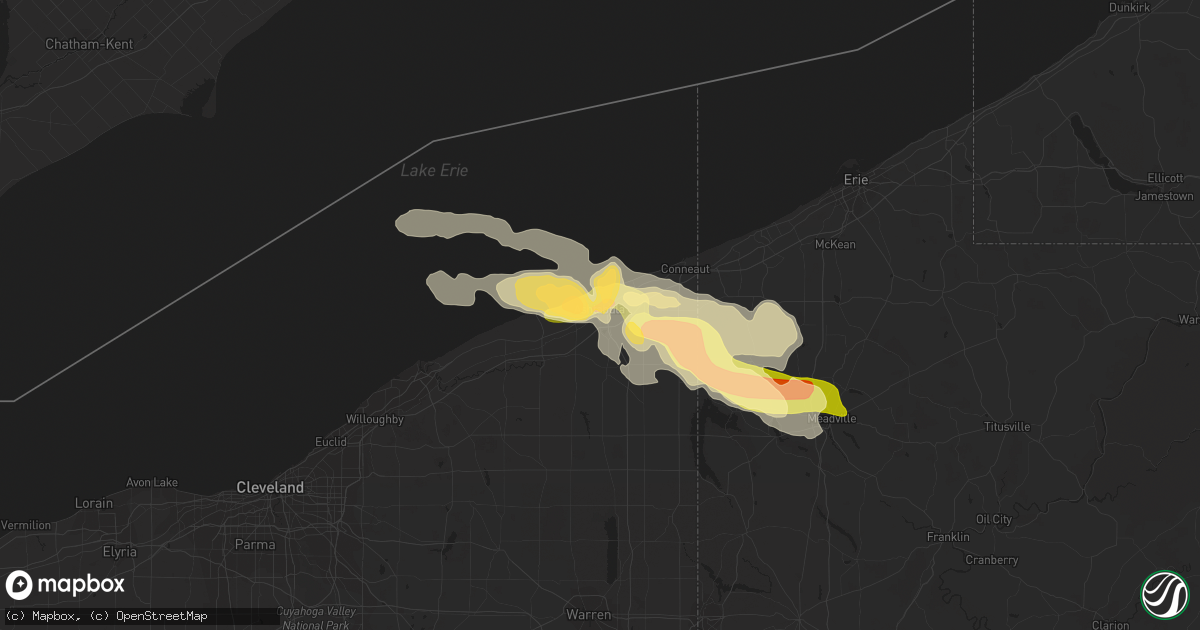 Hail map in Ashtabula, OH on June 17, 2014