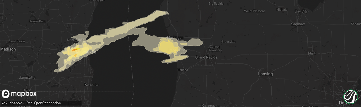 Hail map in Grand Haven, MI on June 17, 2014