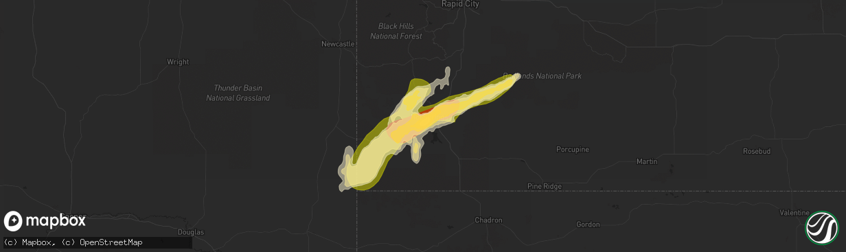 Hail map in Hot Springs, SD on June 17, 2014