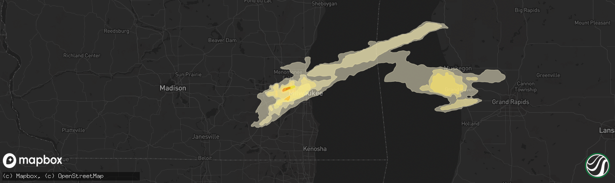 Hail map in Milwaukee, WI on June 17, 2014