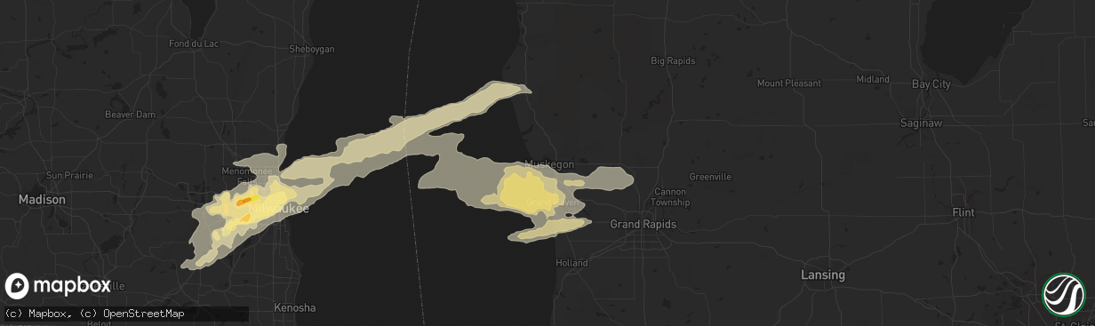 Hail map in Muskegon, MI on June 17, 2014