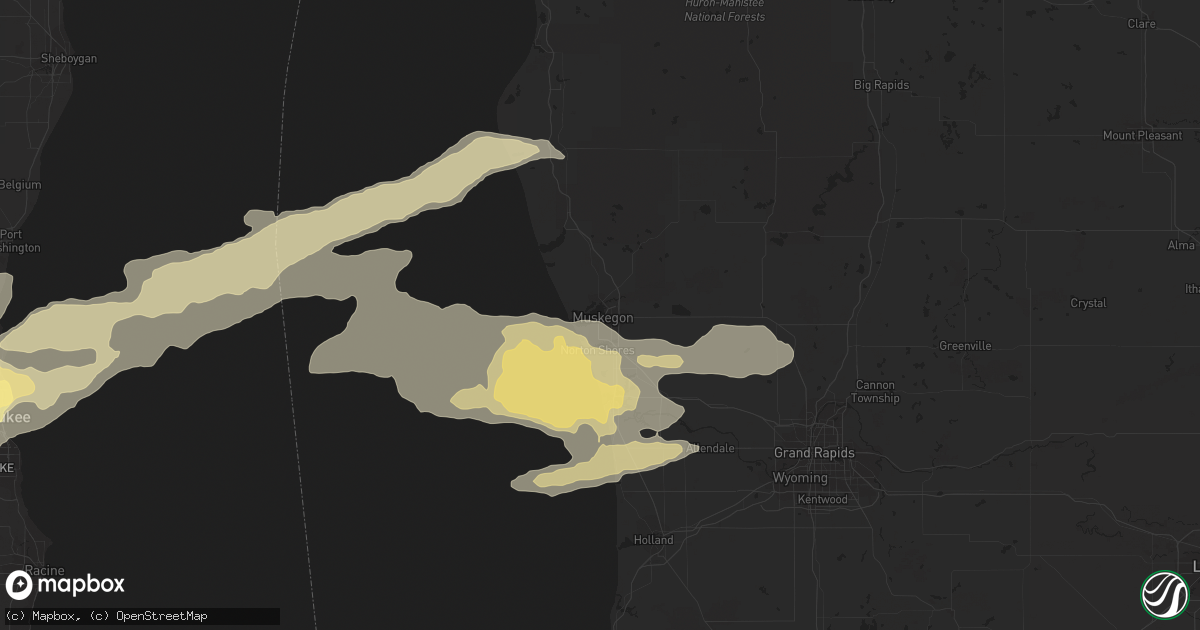 Hail map in Muskegon, MI on June 17, 2014