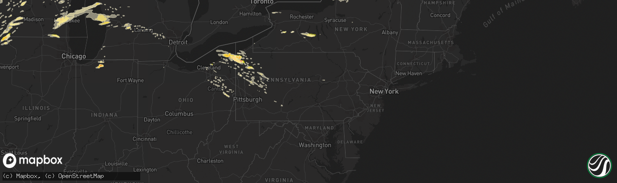 Hail map in Pennsylvania on June 17, 2014