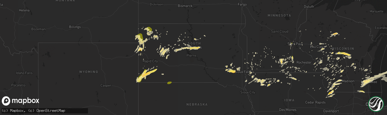 Hail map in South Dakota on June 17, 2014