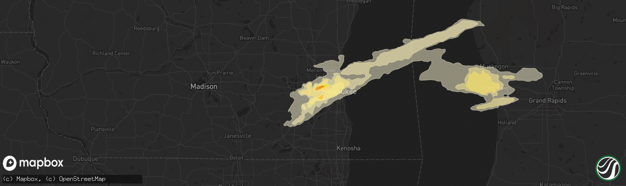 Hail map in Waukesha, WI on June 17, 2014